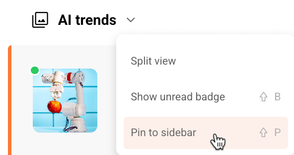 Pin to sidebar