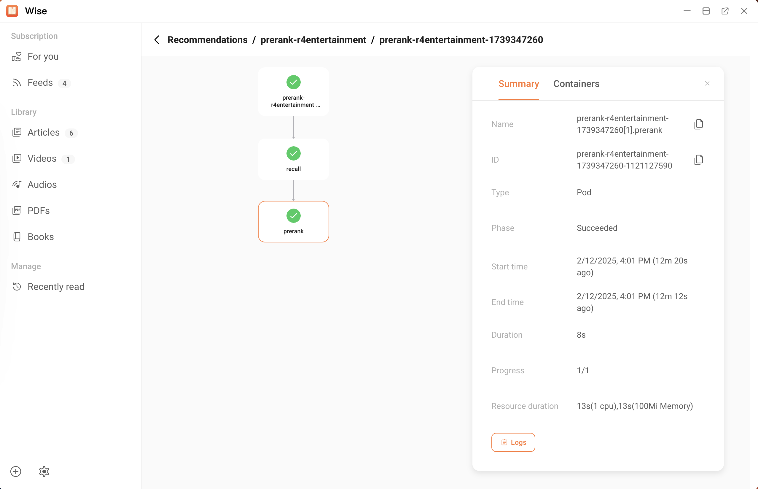 Recommendation algorithm workflow