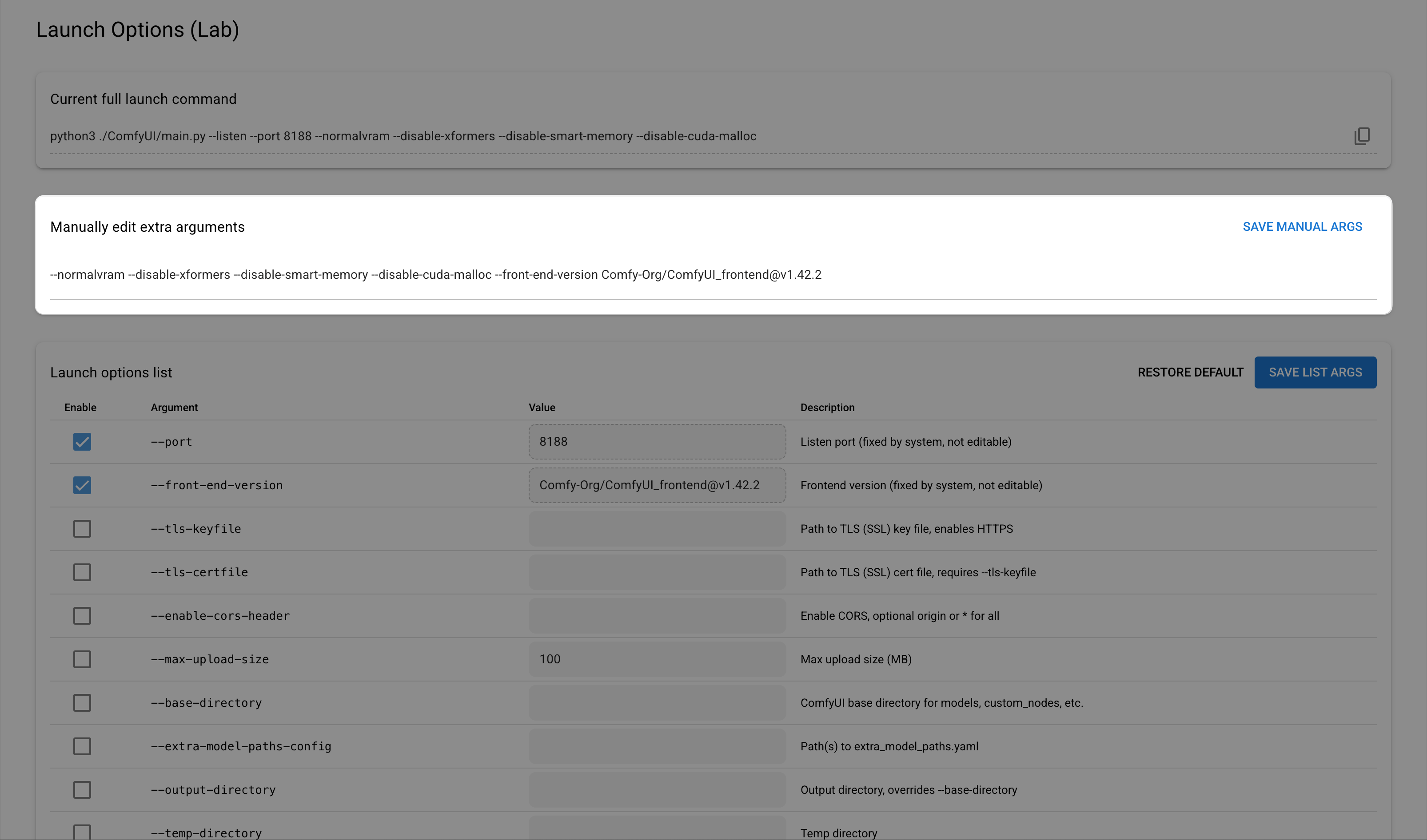 Get launch parameters