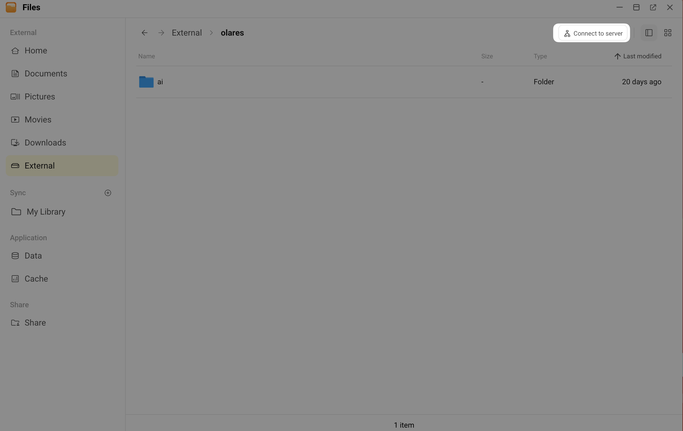 Connect to server in Files