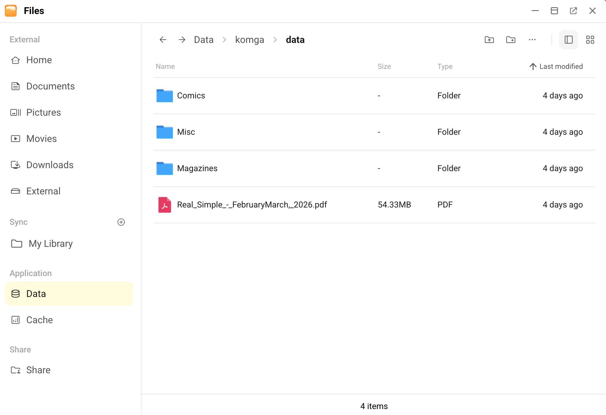 Komga data directory