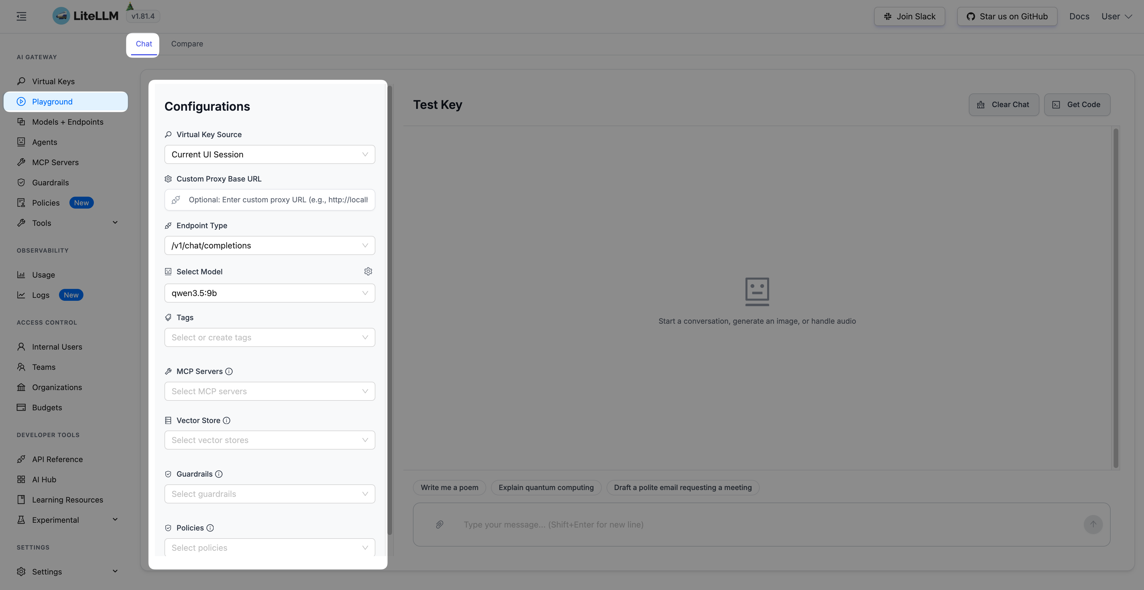 Playground configuration