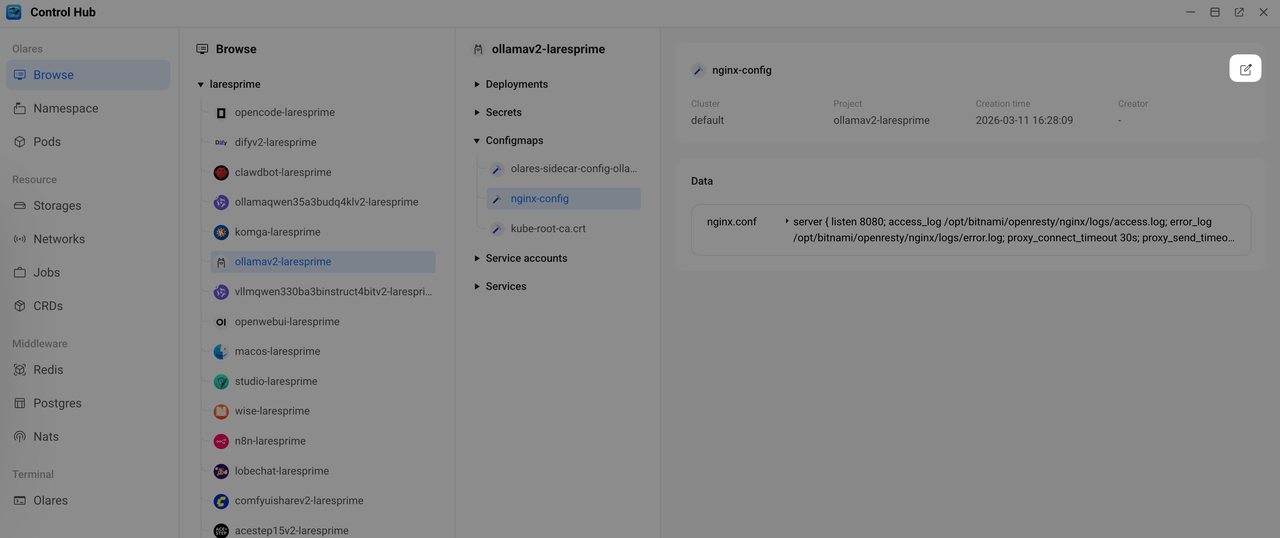 Locate Nginx config instance