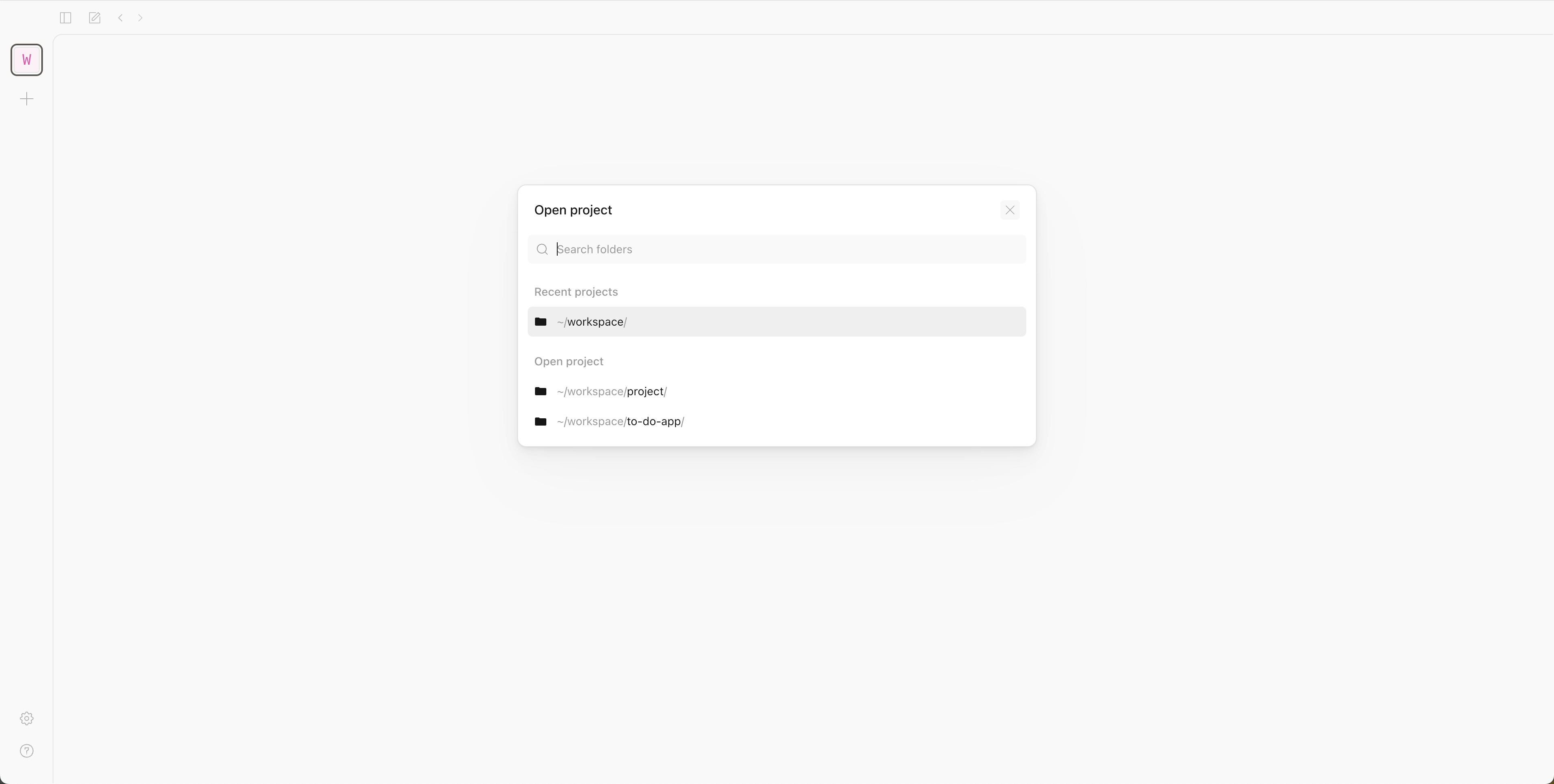 Open project from subfolder