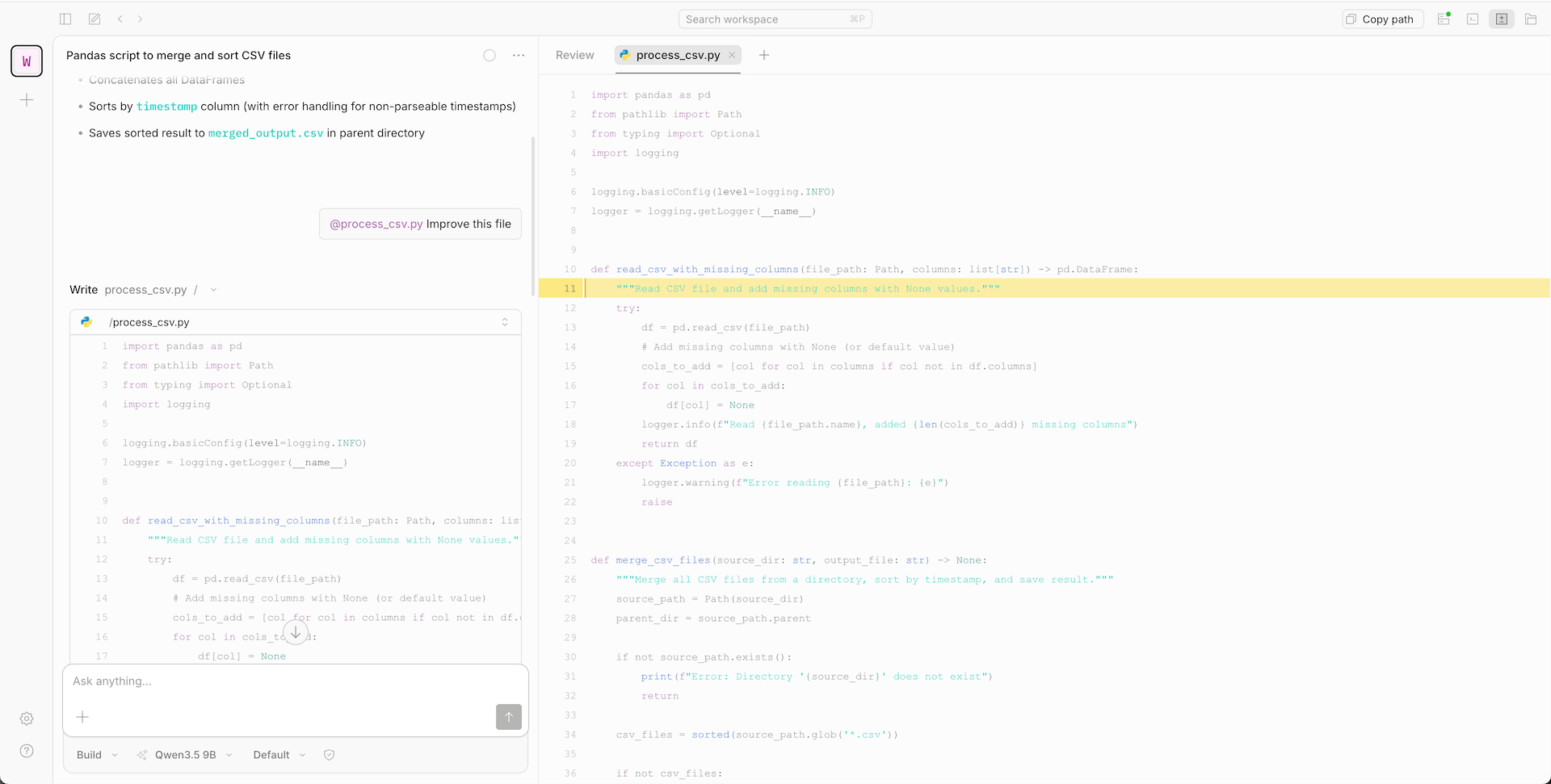 Mention file in chat