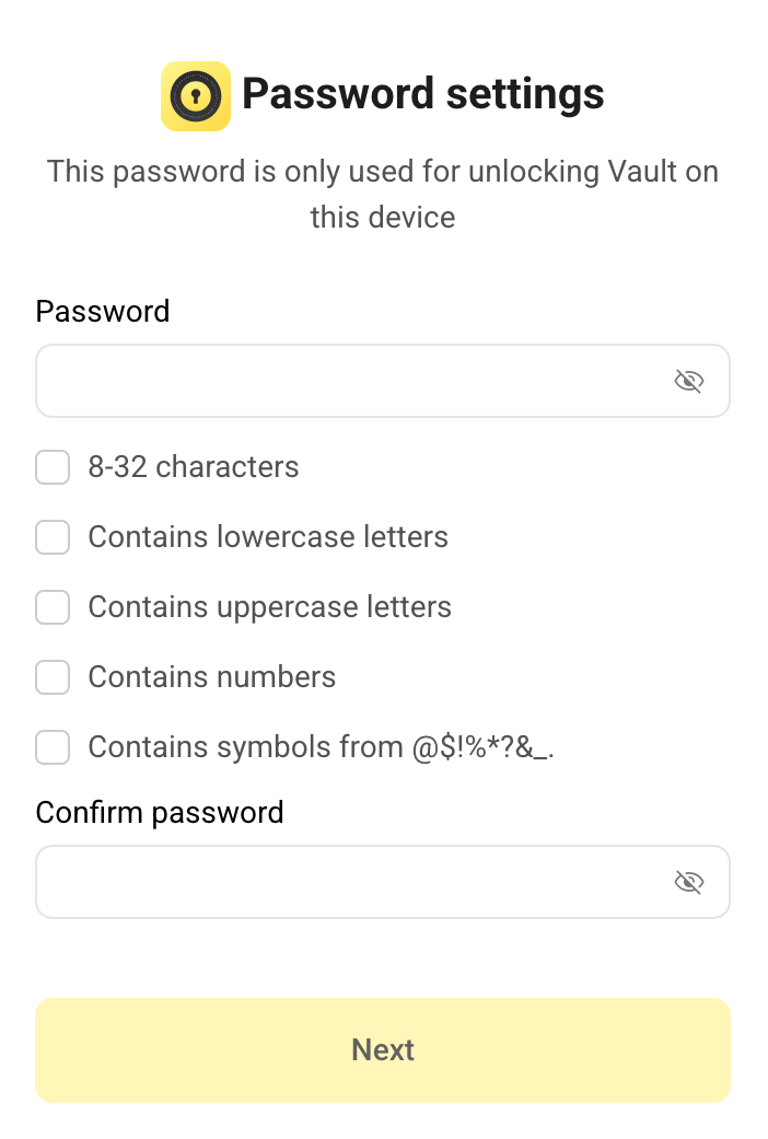 Open Vault for the first time