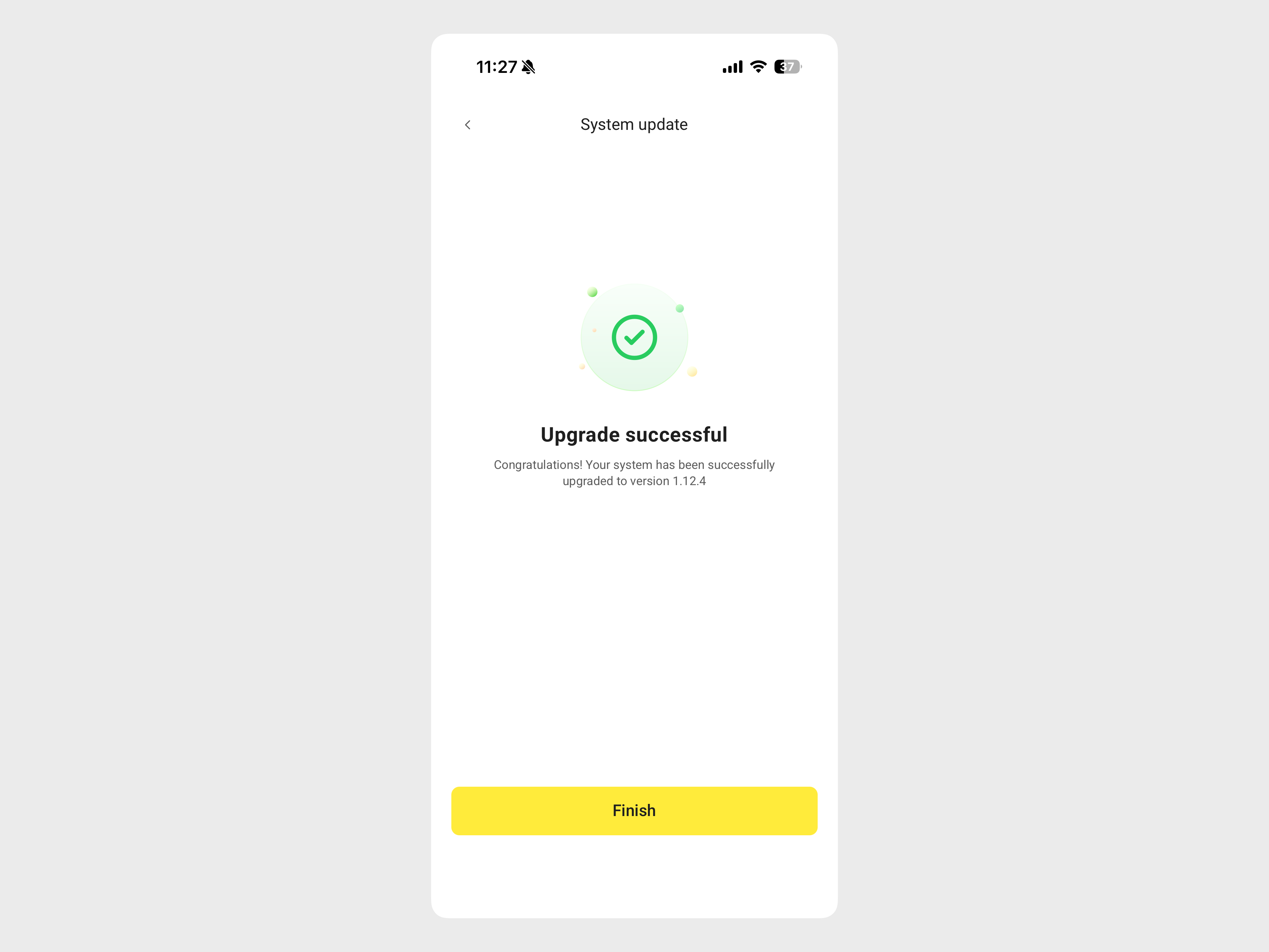 Upgrade success message