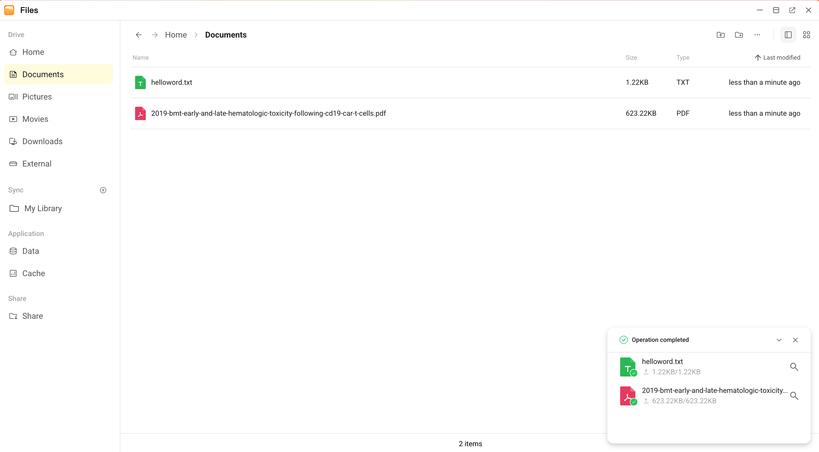 File upload completed
